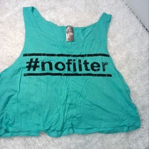 " No Filter " teal crop tank womens sizeL